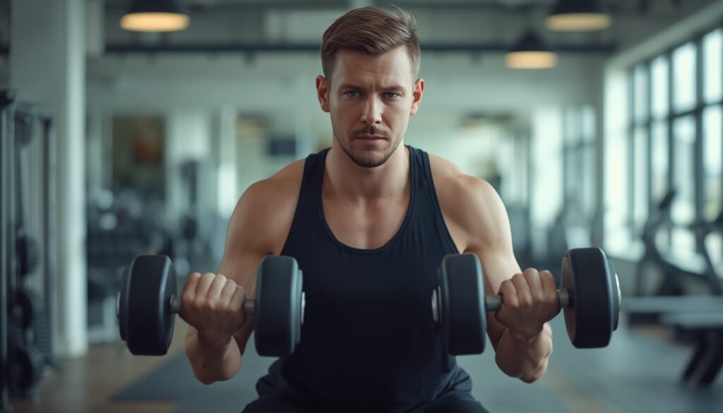 person performing resistance training with dumbbells representing muscle preservation and metabolic health