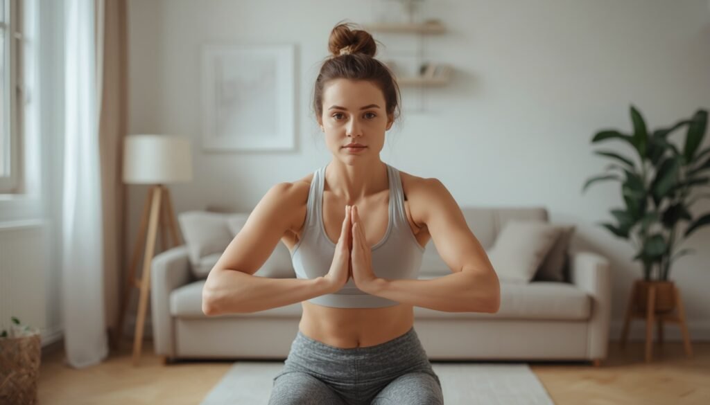 person performing indoor exercise routine representing winter physical activity and immune health