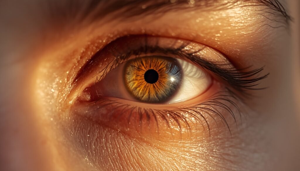 A close-up of a healthy human eye in natural light, representing the comprehensive eye health guide 2025–2026.