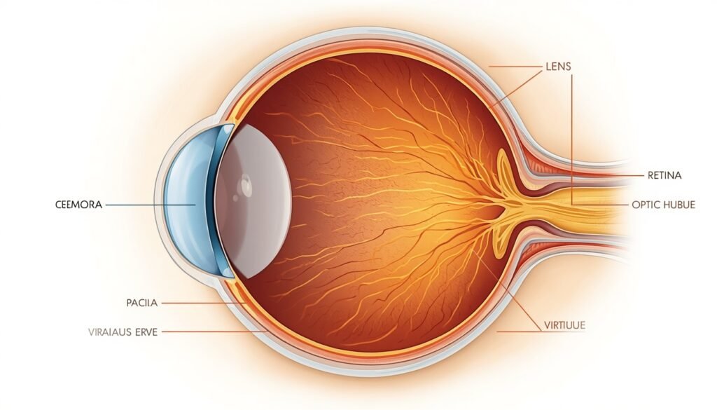 human eye anatomy illustration showing the cornea, lens, retina, macula, and optic nerve for eye health educationultimate guide eye health 2025 2026