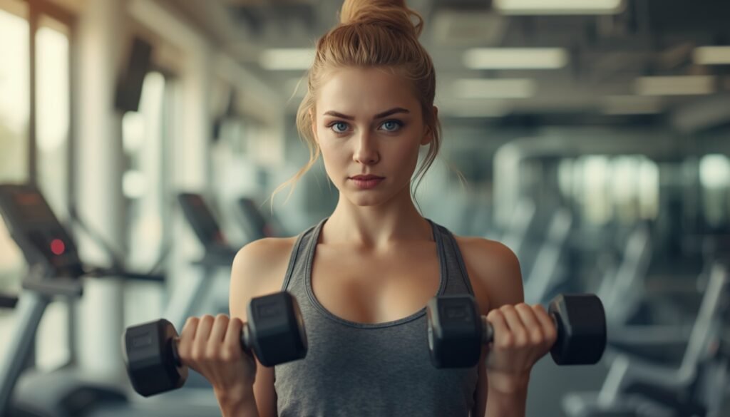 person exercising with dumbbells representing evidence-based fitness including resistance training and cardiovascular exercise