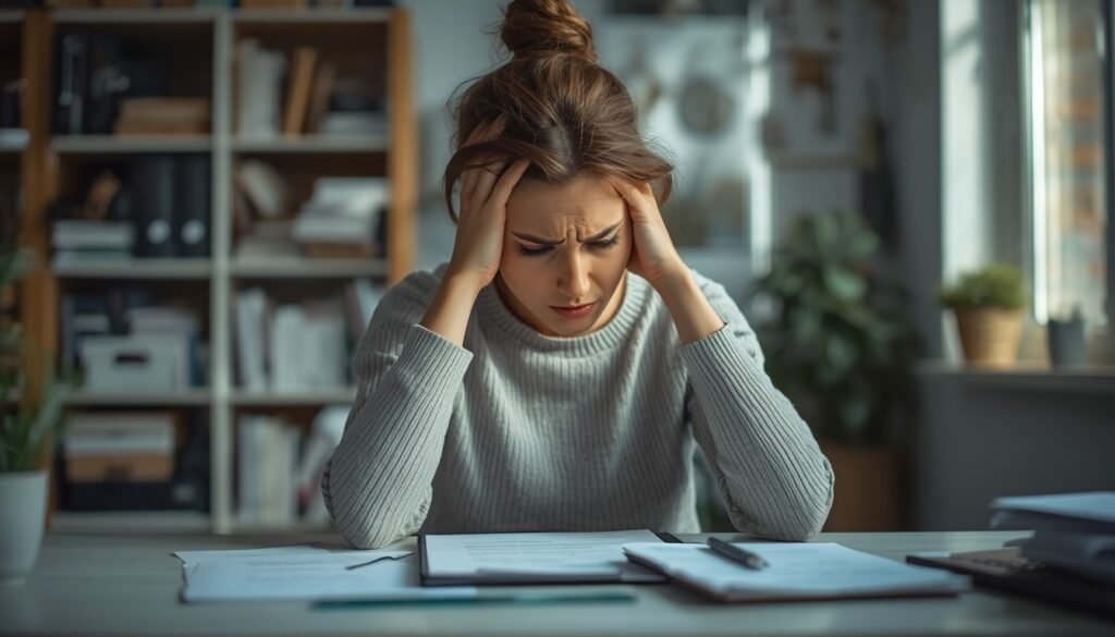 woman at a desk is tired and frustrated with persistent health symptoms gut health issues what is gut health