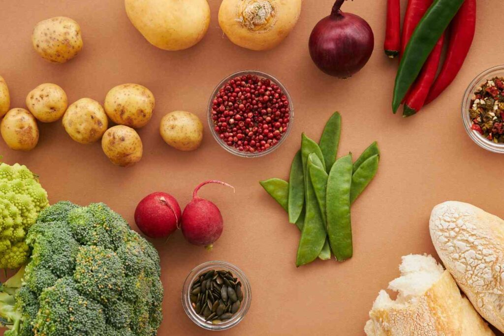 "Nutrition guide featuring diverse whole foods for balanced eating"