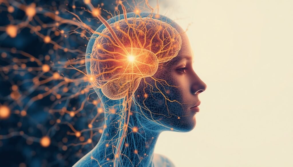 A simple illustration of the brain and body connected by the circadian clock.