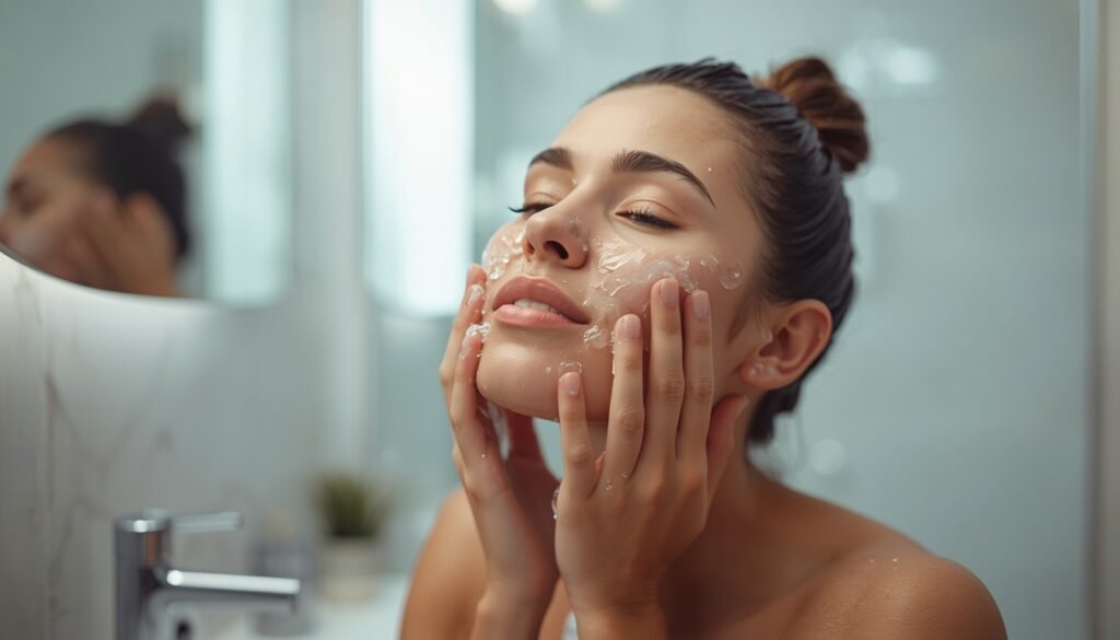 person splashing cold water on face for vagus nerve activation via diving reflex