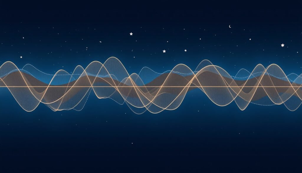 abstract waves showing deep sleep and REM sleep stages throughout the night 8-hour sleep myth