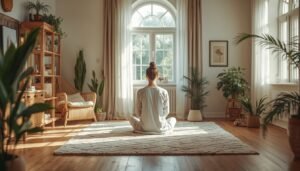 person in bright modern room representing mitochondrial health energy and cellular vitality