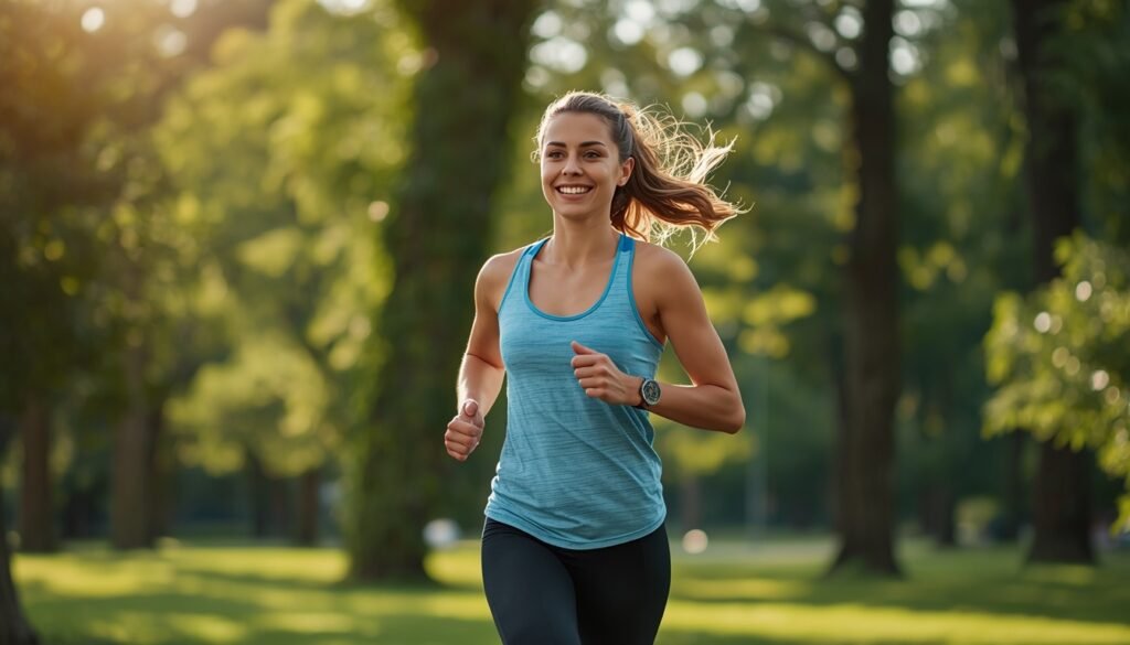 young woman jogging outdoors representing heart disease prevention through regular physical activity and healthy lifestyle