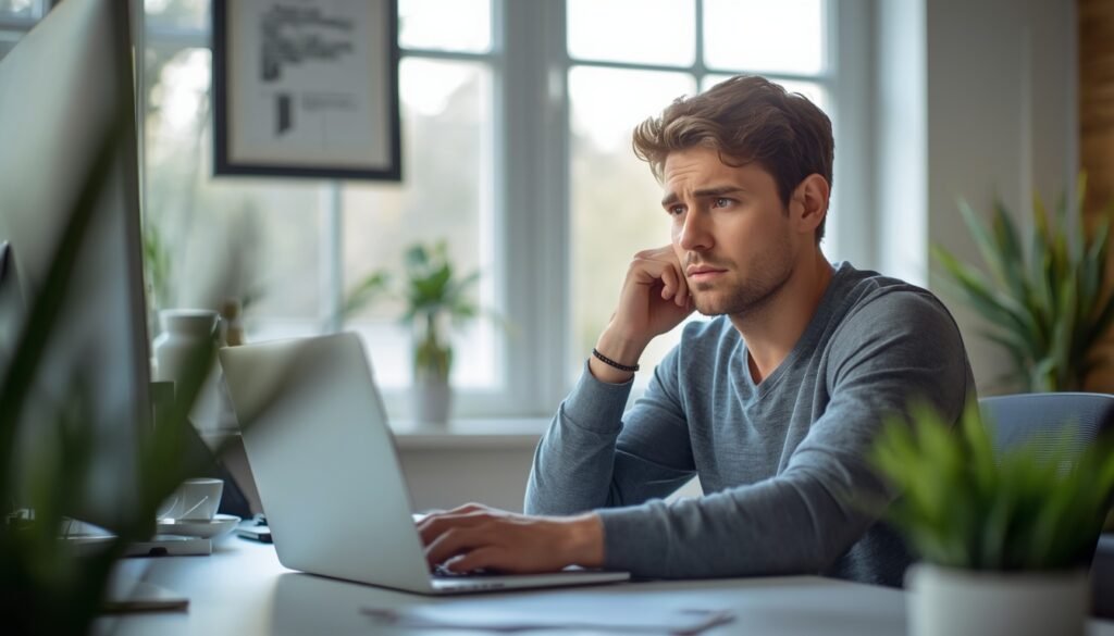 person looking at laptop with concerned expression loneliness statistics and health risks