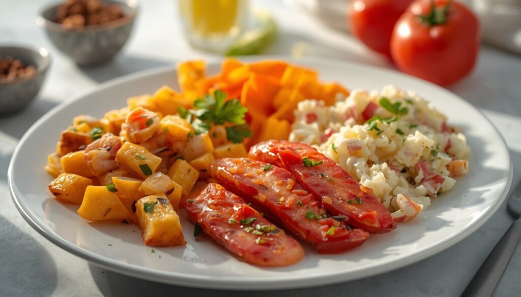 balanced meal with protein, fibre and complex carbohydrates preventing sugar cravings: why you crave sugar how to reduce cravings naturally