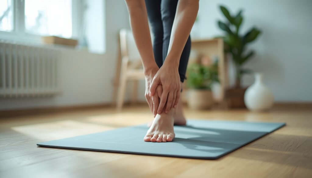 person doing light stretching and movement exercises to improve circulation