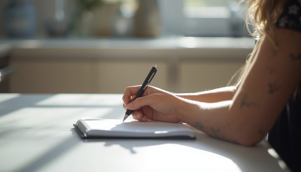 person reviewing sugar craving triggers and biological drivers at kitchen table