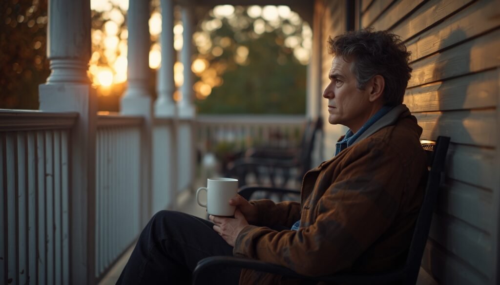 person sitting quietly at dawn withouta phone: ae mindful morning presence for brain calm and focus