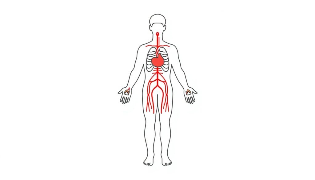 diagram of human circulatory system showing blood flow to hands and feet cold hands and feet, poor circulation