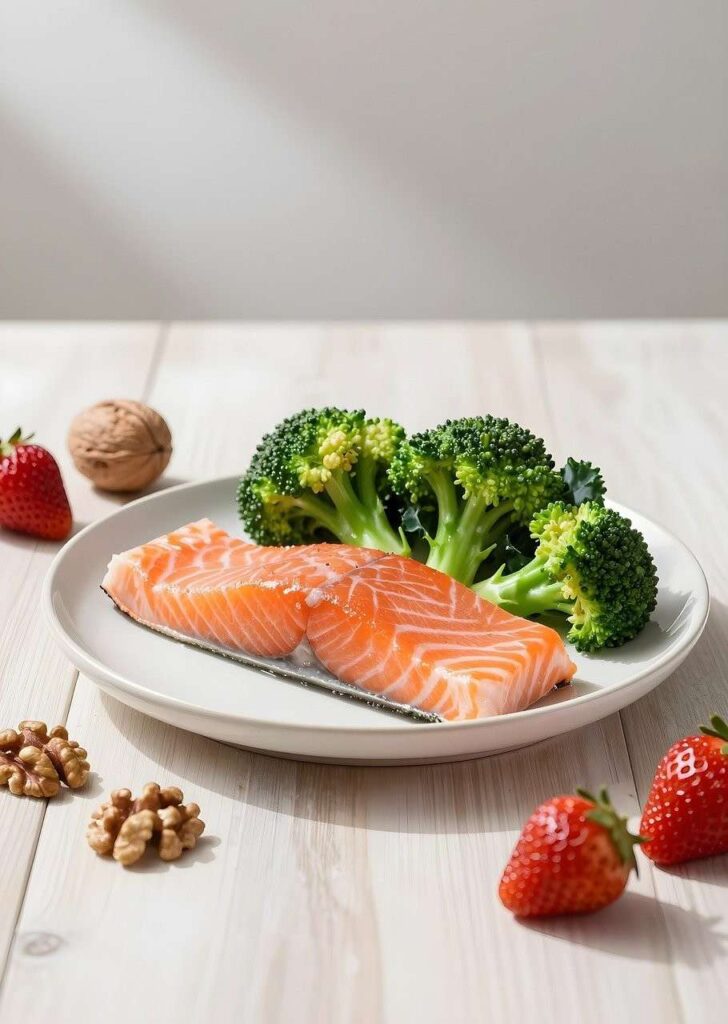 Colorful display of Mediterranean diet foods with bottle of olive oil, fresh vegetables, fish, and whole grain bread seed oils 2026 truth
