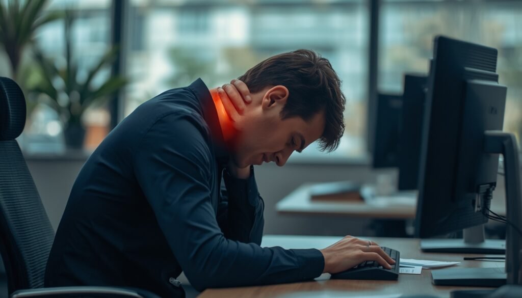 "Posture and health overview showing how poor sitting position affects back neck and spine health"