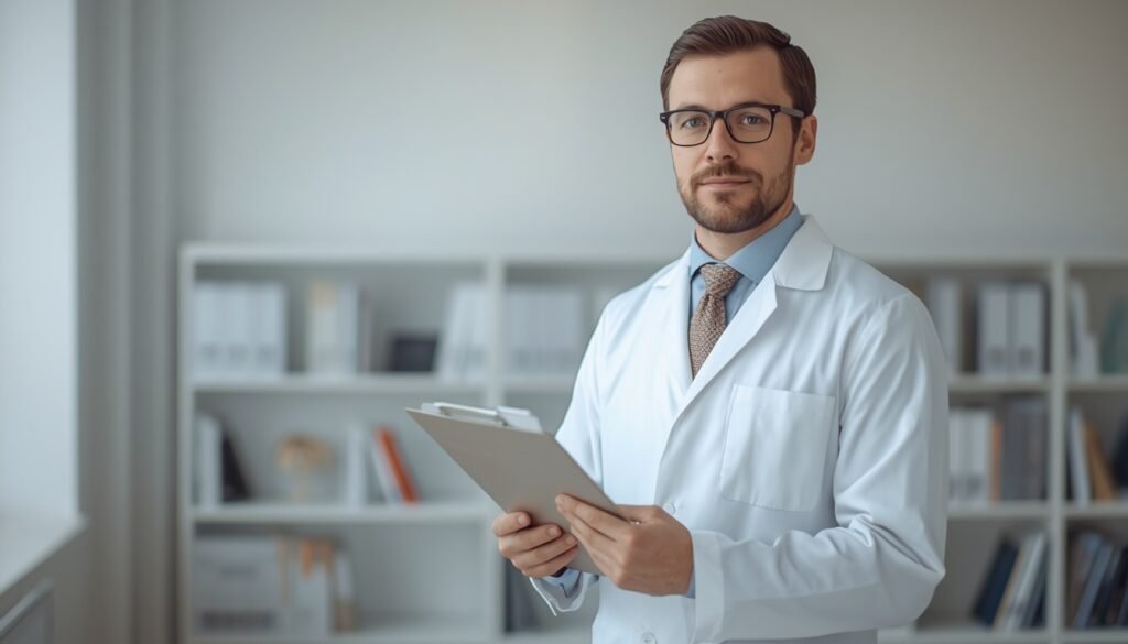 psychologist holding clipboard with research on boundaries and mental health benefits of saying no