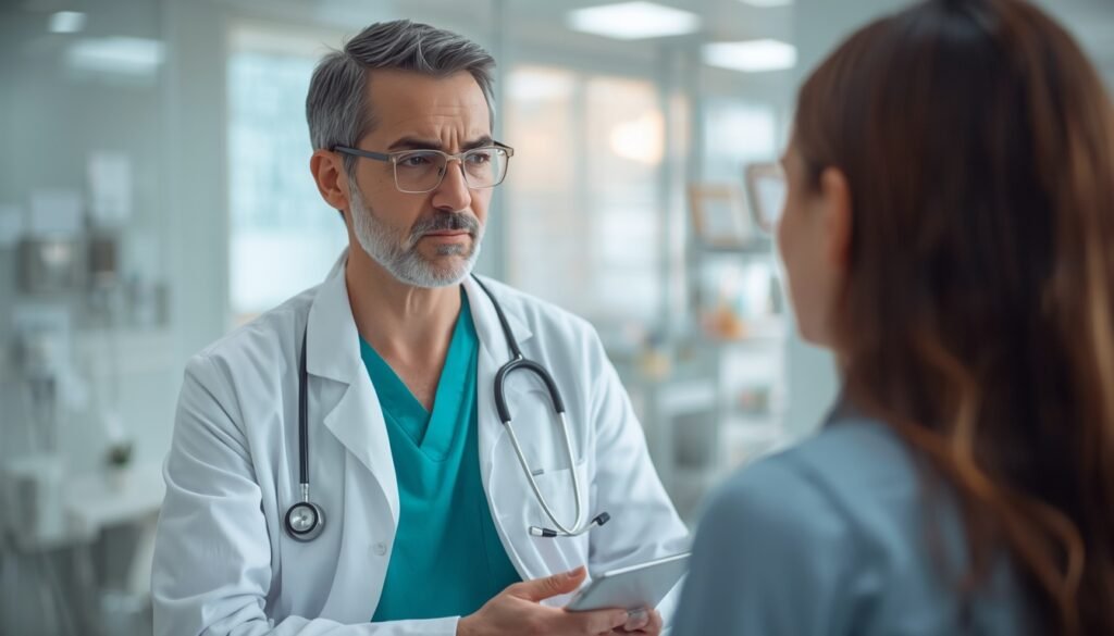 person talking to doctor concerned iron deficiency warning signs