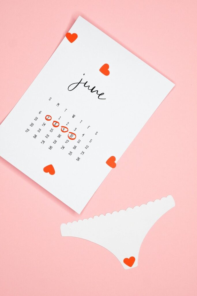 Chart showing monthly fluctuations of estrogen and progesterone throughout the menstrual cycle, highlighting hormone-sensitive phases
