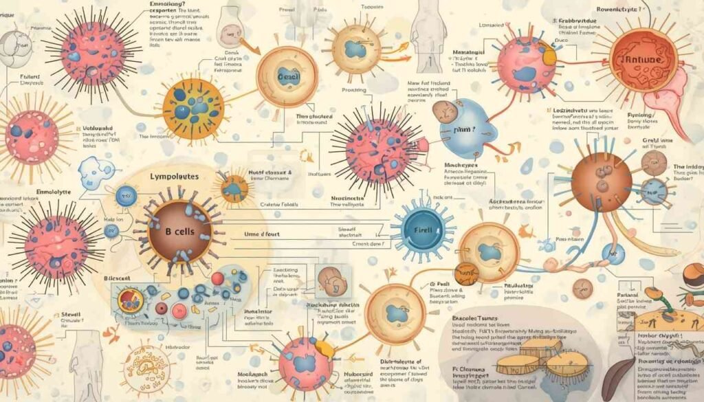 Medical illustration of white blood cells and lymphocytes representing the human immune system defense mechanism: How to boost immune system naturally 2026