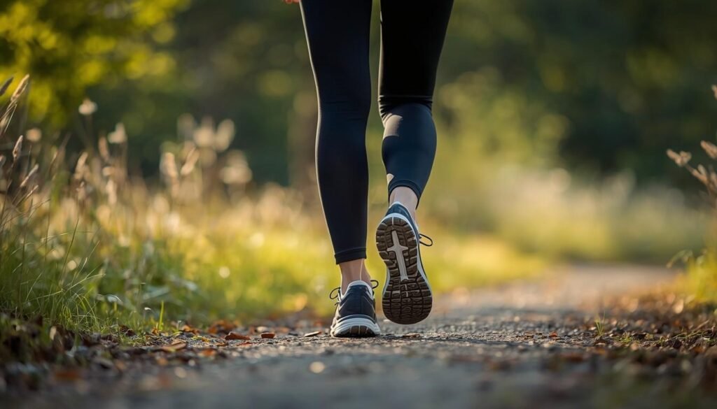 Person walking outdoors in nature, representing moderate exercise as one of the strongest evidence-based strategies for natural immune support